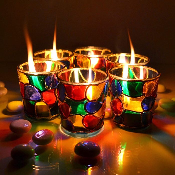 Fartila CLIMAGE30 Glass Candle Holder Multicolour glass pk 2