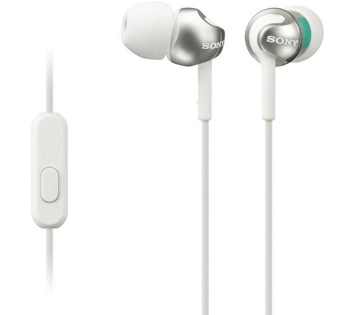 Sony MDR-EX110AP Deep Bass In- Ear Headphones with Smartphone Control and Mic - Metallic White