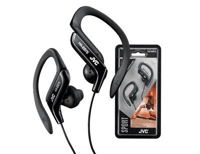 JVC HAEC10B Sports In Ear Headphones with Over Ear Clip Black 