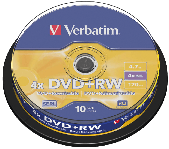Verbatim DVD+RW 4.7Gb 4x Spindle 10 No 43488